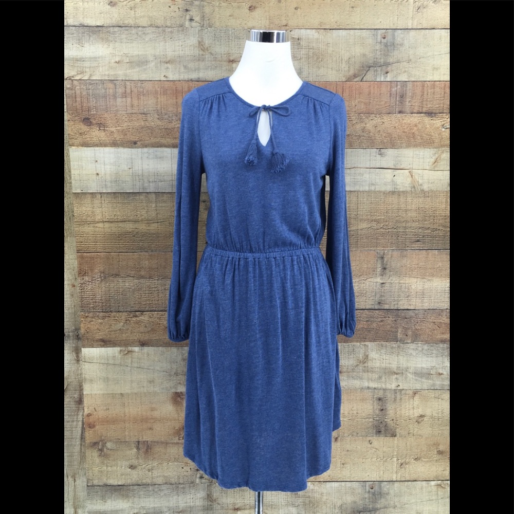 Boden‎ Women's Jersey Day Dress Blue Size: 4R Long Sleeve
